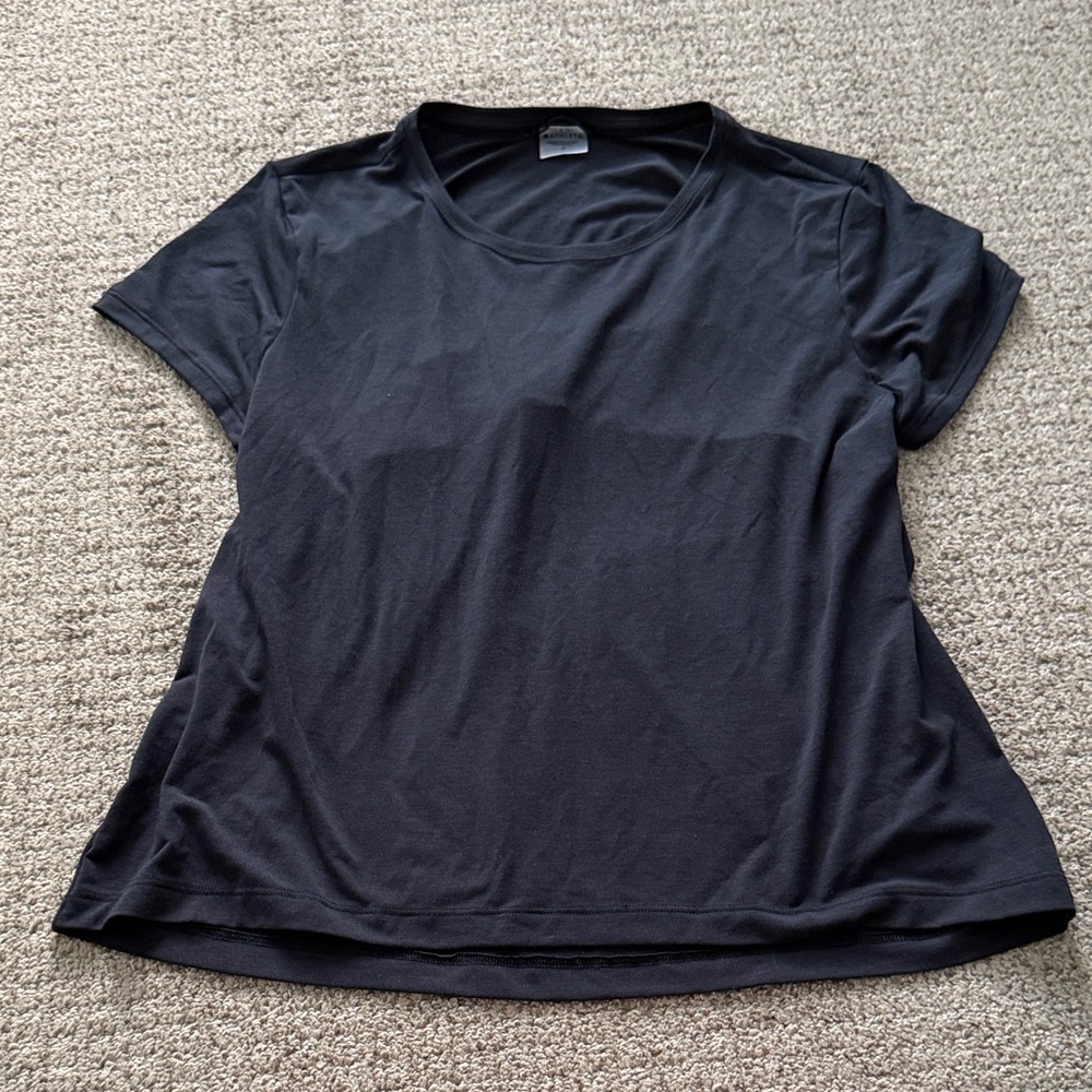 Athleta Open Back Black Short Sleeve Tee